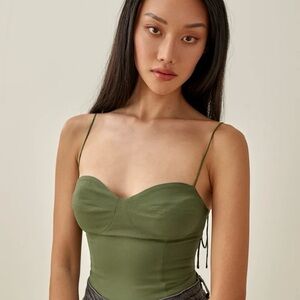 Reformation Liza Top - Elegant Moss Green Women's Top